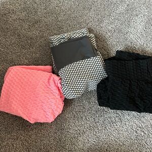 Women’s Textured Leggings - Pink, Black & Charcoal